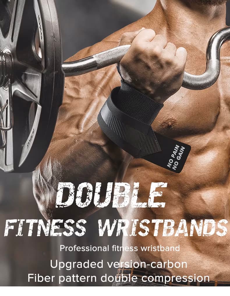 Gym Wrist Wraps Straps Double Layer Thumb Loop with Weight Lifting Protective Pad thumbnail 2
